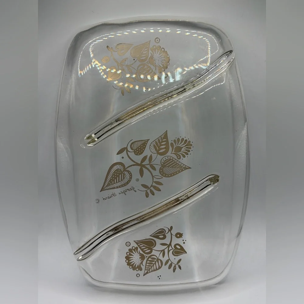 Georges Briard MCM Vintage Divided Silver Botanical Floral Glass Serving Tray